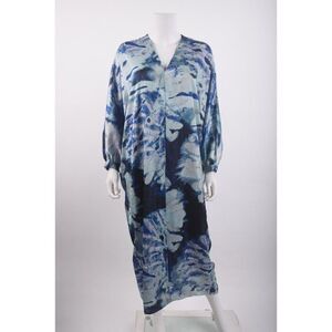 Zara Womens Printed Midi Dress Kaftan Tie Dye S Small Blue 2700/122 NWT